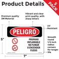 thumbnail image 2 of Propane Gas Flammable No Smoking Spanish OSHA Danger Vinyl Decal Label 7 Inch x 5 Inch - 5 Pack, 2 of 6