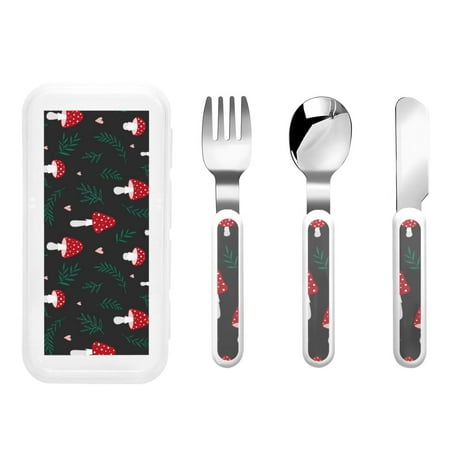 

Balery Amanita Mushroom for Stainless Steel Kids Silverware Set - Child and Toddler Safe Flatware - Children s Knife Fork And Spoon Set - Metal Kids Cutlery Set