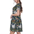 thumbnail image 2 of Fotbe Cute Sloth Vestido Largo de Moda para Mujer, Vestido Tipo Camiseta con Manga Corta y Estilo Casual a Rayas y Bloques de Color, 2 of 6