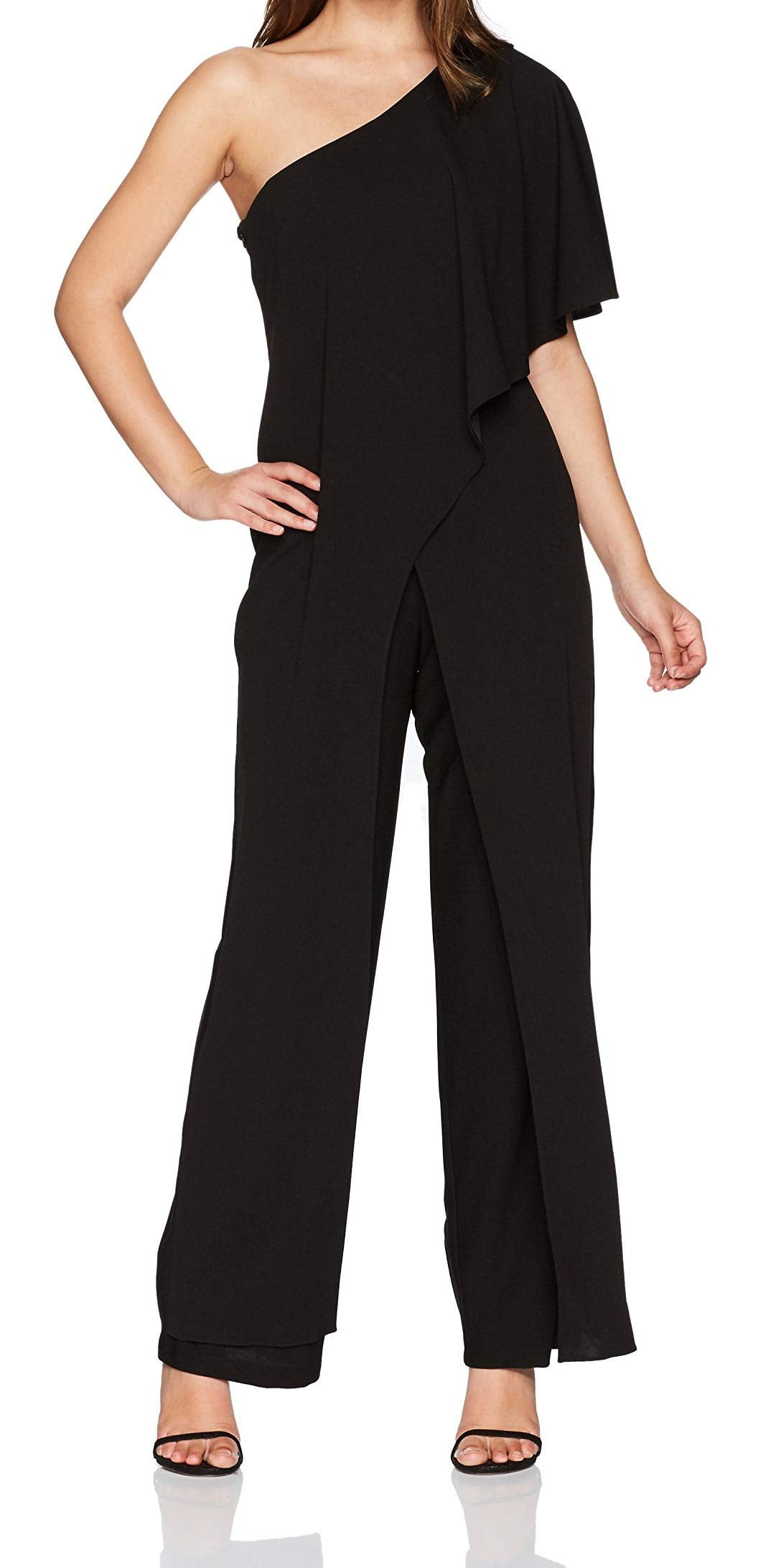 Marina Womens Jumpsuit One Shoulder Cascade Ruffle 12