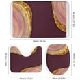thumbnail image 3 of 4Pcs Elegant Blush Pink Marble Gold Glitter Shower Curtain Sets, Bathroom Set Decor with Non-Slip Bath Mat, Toilet Lid Rug and Contour Mat, 72 x 72inch, 3 of 8