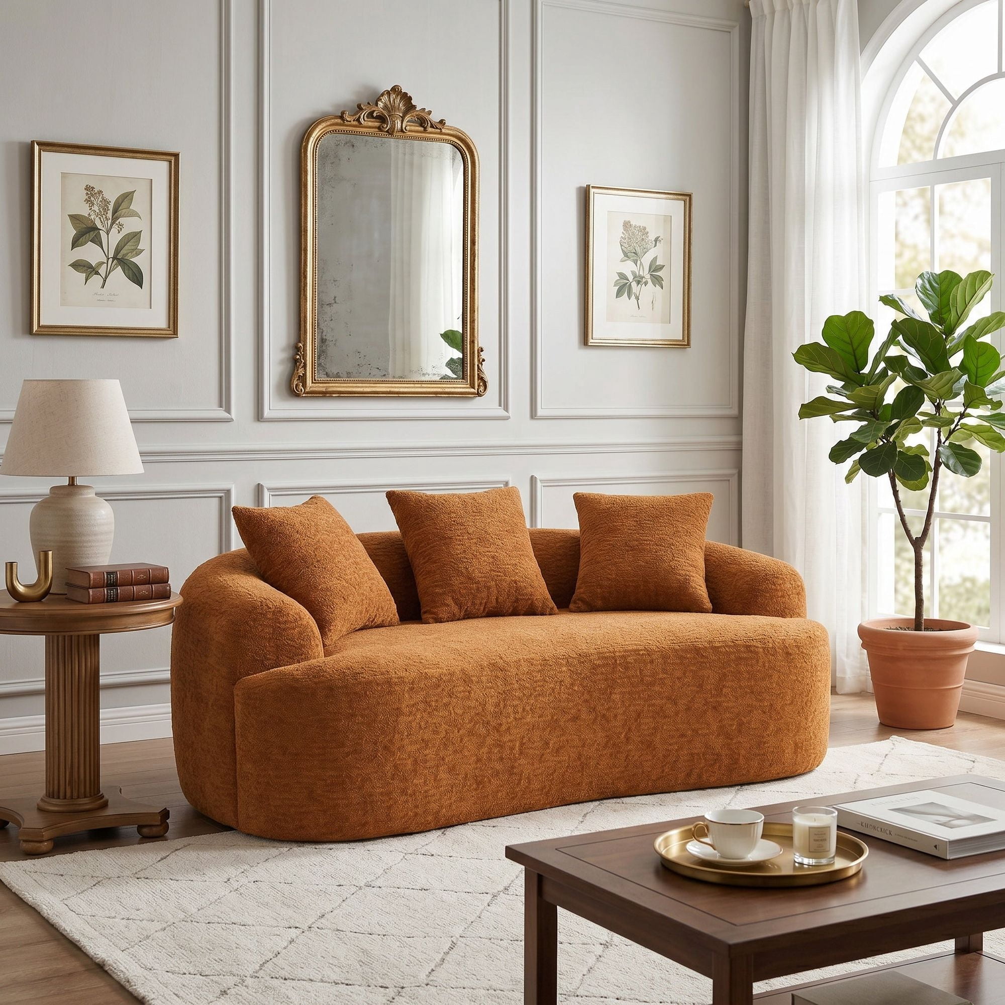 Sailvan Curved Loveseat No-Assembly Chenille Sofa for Small Spaces