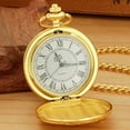 thumbnail image 6 of Gold Large Decorative Flower Pattern Pocket Watch White Roman Numeral Scale Quartz Pocket Watches for Men with Chain, 6 of 7