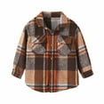 thumbnail image 2 of LFEOOST 2024 Toddler Kids Plaid Flannel Button Down Shirt Long Sleeve Lapel Jacket Baby Girls Boys Fall Outwear Coat Brown 5-6 Years, 2 of 9