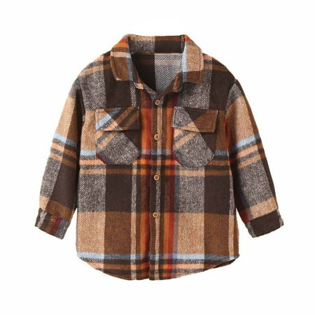 

Toddler Flannel Shirt Jacket Plaid Long Sleeve Lapel Button Down Shacket Kids Boys Girls Shirts Coats Fall Tops