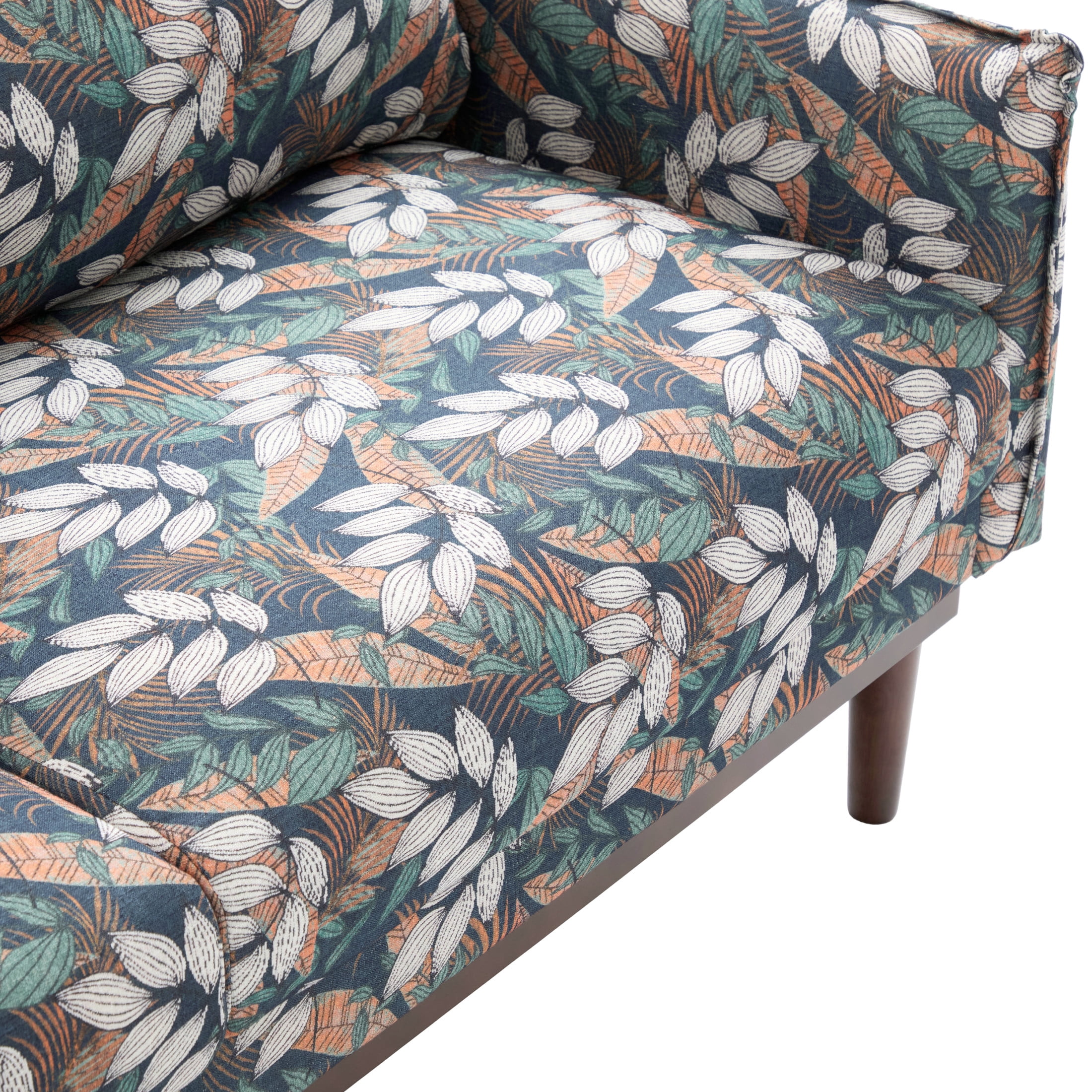 Christopher Knight Home Modern 75.75" Loveseat Sofa, Chenille Couch with Cushion and Wooden Legs, Green Floral