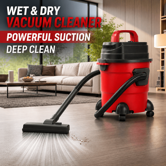 15L Wet & Dry Vacuum Cleaner, Strong Suction Wet Dry Vac, Efficient Filtration Portable Vacuum Cleaner for Household, Kitchen, Garage and Car Use