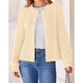 thumbnail image 4 of Cárdigan BTFBM de punto grueso para mujer, color beige corto, otoño-invierno, 4 of 9