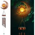 thumbnail image 1 of Campanas de viento lunares, decoración para exteriores con energía solar y bola de vidrio agrietado para jardín, acabado en bronce rojo que agrega protección ambiental y metal duradero a su patio o, 1 of 5