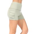 thumbnail image 4 of High Waist Side Ruched Biker Shorts With Pockets - Sage, 4 of 5