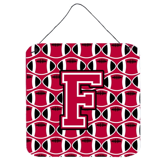 Letter F Football Crimson and White Wall or Door Hanging Prints