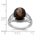 thumbnail image 2 of Solid 925 Sterling Silver Oval Checkerboard Cut Chocolate Brown Smoky Quartz Engagement Ring Size 7, 2 of 3