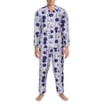 thumbnail image 3 of Naloa Daisies Flowers Men’s Pajamas Set - Long Sleeve Button Down Sleep Shirt and Pajama Bottoms Sleepwear Set-Large, 3 of 7