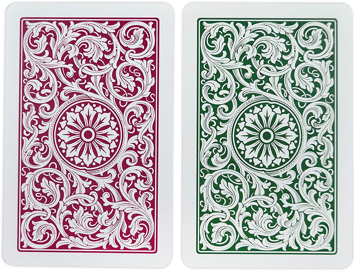 Copag 1546 Design 100% Plastic Playing Cards, Bridge Size Green/Burgundy (Standard Index, 1 Set)