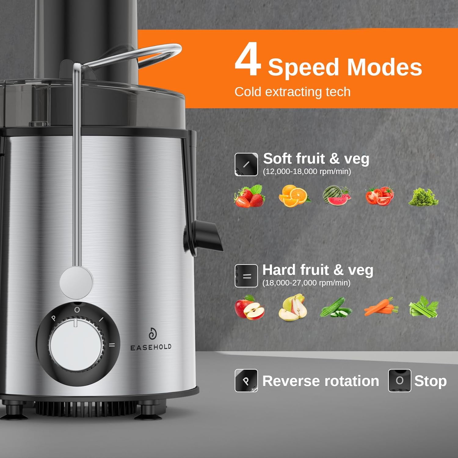 Fylivore Juicer Machine, 800W Centrifugal Juicer Extractor with Wide Mouth 3” Feed Chute for Fruit Vegetable, Easy to Clean, Stainless Steel, BPA-Free