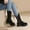Black, variant on Wavsuf Cowgirl Boots for Women Wide Calf with Zipper with Fuzz Mid Calf Winter with High Heel Flock Khaki Shoes Size 39