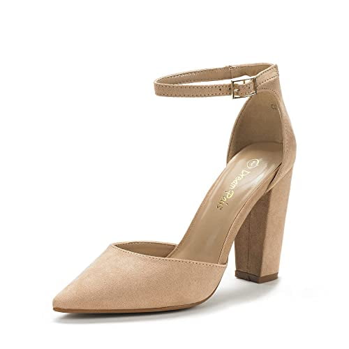DREAM PAIRS Women's Coco Pointed Toe High Heels Pump Shoes,Size 7,Nude/Suede,Coco