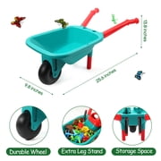 CUTE STONE Kids Gardening Tool Set with Wheelbarrow, Watering Can & Flower Building Toys, Pretend Play Indoor & Outdoor Garden Toy for Boys & Girls Ages 3+
