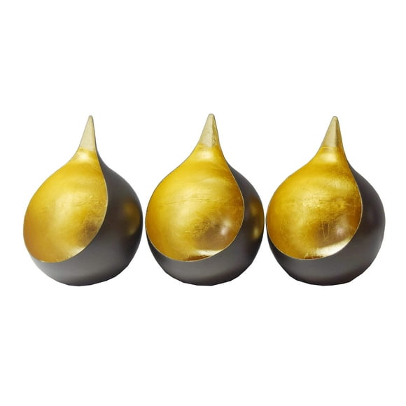 Decozen Tea Lights Votive Candle Holders Set of 12 Handcrafted Metal Home Decor for Console Table Centerpiece Dining Living Room Bedroom Office Farmhouse Events Wedding Decorations - Gold Leaf Color