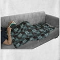 thumbnail image 5 of Abstract Soft Flannel Fleece Throw Blanket, Composition of Bicolour Dots and Stripes with Grunge Squares Graphic, Cozy Plush for Indoor and Outdoor Use, 60" x 80", Cadet Blue Dark Mauve, by Ambesonne, 5 of 5