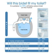 Ultra-Slim Bidet Attachment for Toilet, 2 Nozzle with Self Cleaning, Non-Electric White, 1 Pack, 15inch
