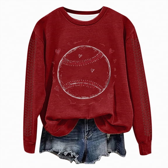 Godom Football Sweatshirts for Women Graphic Sweatshirt Long Sleeve Crewneck Pullover Tops Baseball Sweatshirt