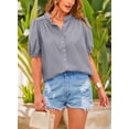thumbnail image 3 of Camisa PRETTYGARDEN de Algodón de Verano con Botones Gris M, 3 of 8