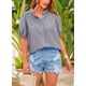 thumbnail image 3 of Camisa de Mujer PRETTYGARDEN Verano Botones Algodón Gris Talla S, 3 of 8