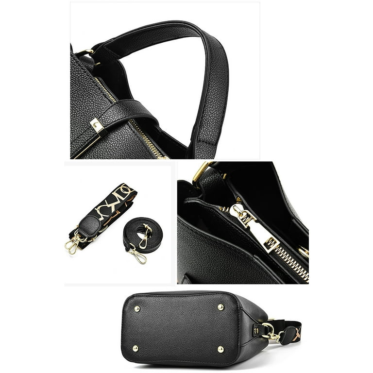 Removable Black Leather Bag Strap - LaBandoulière Art Deco Black