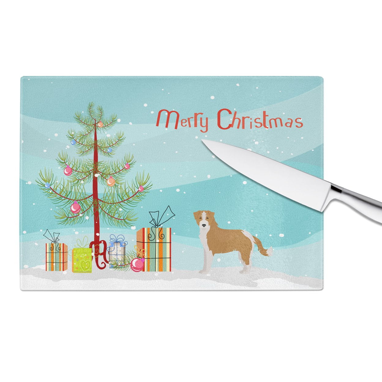 Carolines Treasures CK3466LCB Kromfohrlander Christmas Tree Glass Cutting Board Large, 12H x 16W, multicolor