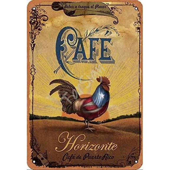 Cafe Horizonte Code Puerto Rico Vintage Tin Sign Logo 12 8 inches Advertising Eye-Catching Wall Decoration
