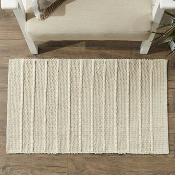 Better Homes and Gardens Neutral Stripe Indoor Living Accent Rug, Neutral, 20" x 34"