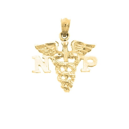 18K Yellow Gold N.P. Nurse Practitioner Pendant - 24 mm