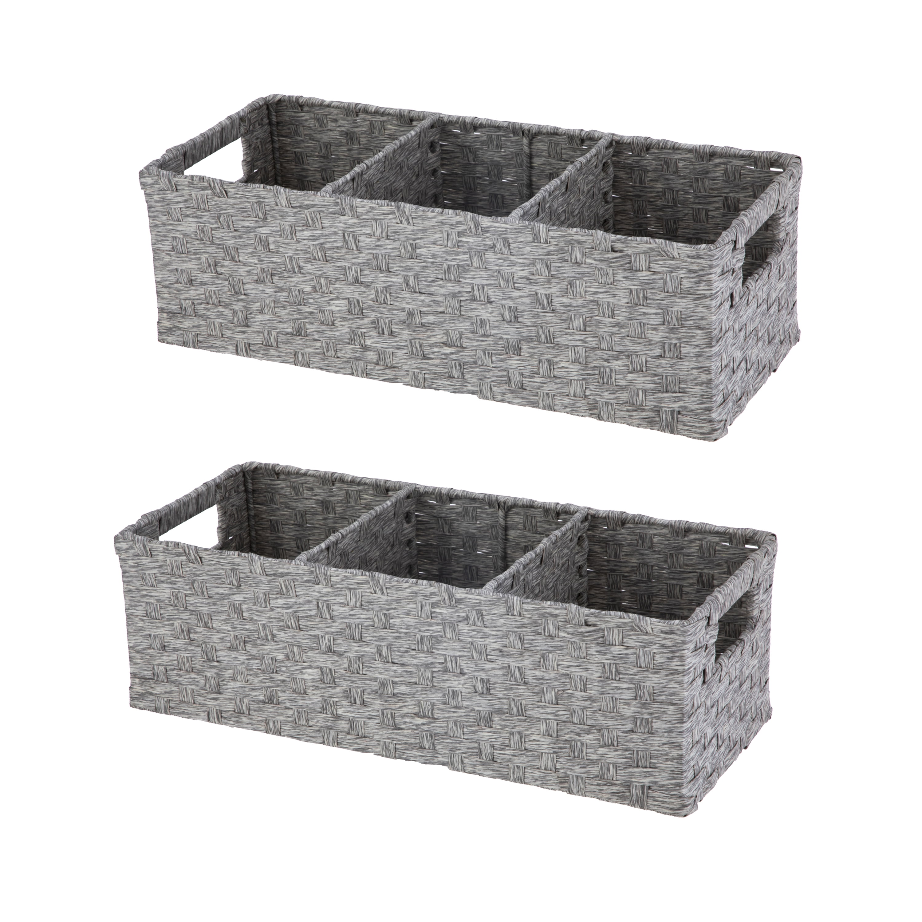 Modern Rectangle Metal Floral Mesh Storage Basket Tray Bin Laundry Grip Handles 