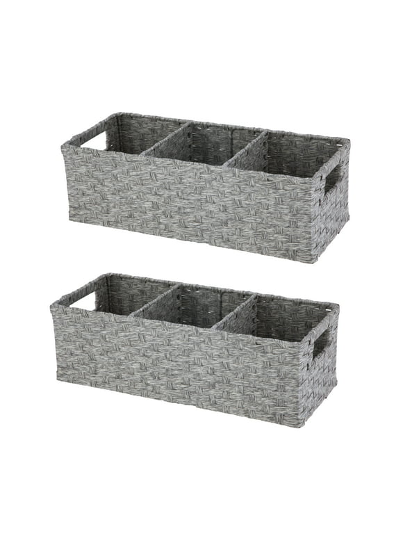 Mainstays 3-Compartment Storage Basket Set With Handles