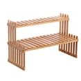 thumbnail image 1 of Countertop Bamboo Plant Shelf 2-Tier Bamboo Flower Pot Stand Balcony Flower Rack Cabinet Organizer Multi-Function DIY Desktop Storage Rack for Living Room Bedroom Kids Room, 1 of 7