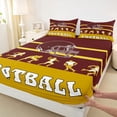thumbnail image 4 of Feelyou Cartoon Rugby Athlete Twin Sheet Sets, Brown Gold Stripe Line Twin Fitted Sheet, Est Sleep Sports Soccer Flat Sheet, Lightweight Room Decor, 3pcs, 4 of 8