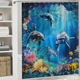 thumbnail image 6 of Orinice  Sea World Dolphin Shower Curtain Set Bathroom Shower Curtain Non-Slip Bath Mat Toilet Lid Cover Polyester Waterproof Bath Curtain and Rug Set, with 12 Hooks,  69x72, 6 of 7