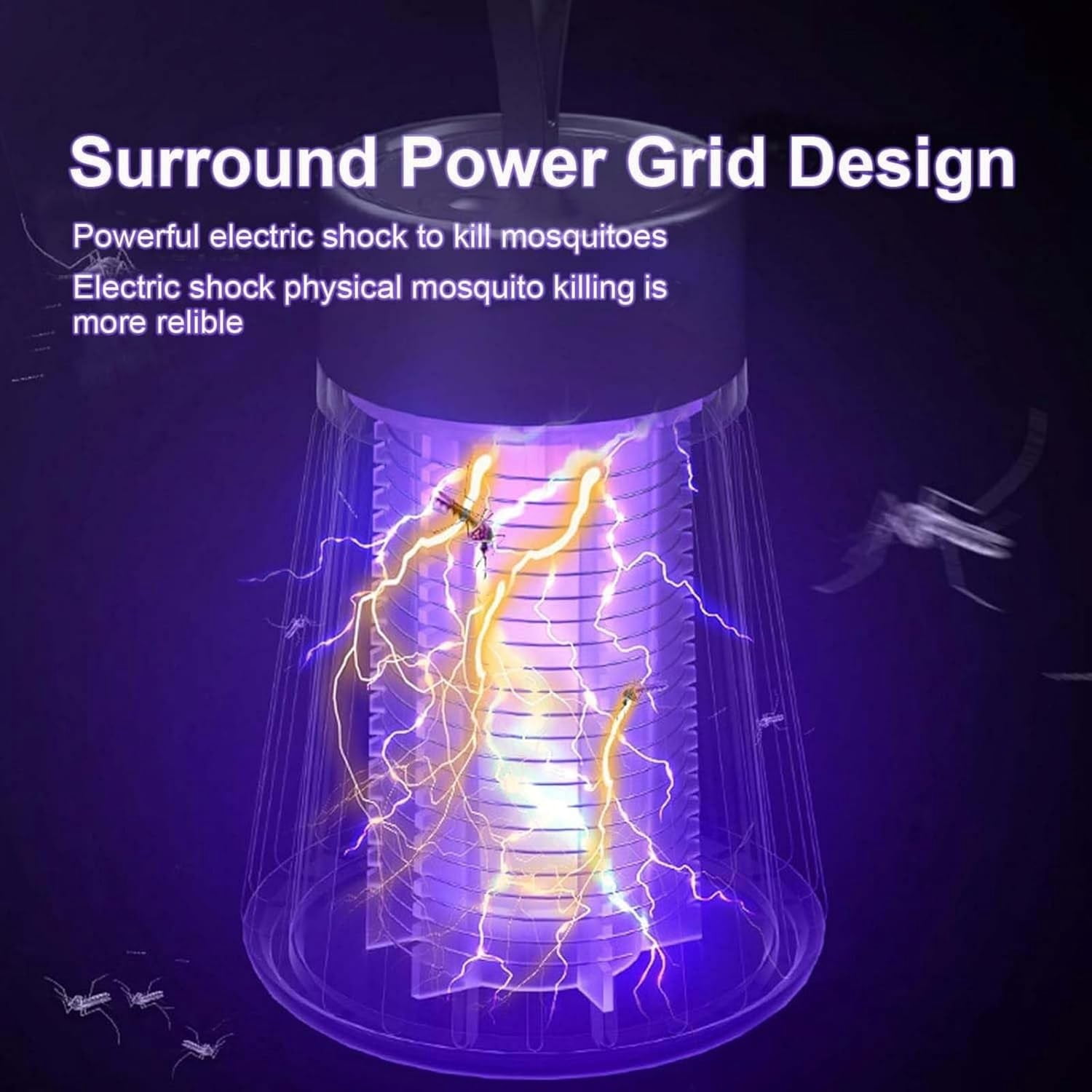 Mosqishock Mosquito Lamp Bug Zapper, Portable Cordless Outdoor & Indoor, Waterproof USB Rechargeable Insect Trap, Ultra-Quiet Electric Fly Zapper Coverage Up to 20㎡
