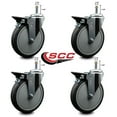 thumbnail image 2 of 6 Inch Thermo Rubber Swivel 7/16 Inch Grip Ring Stem Caster Set with Brake, 2 of 2