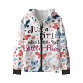 thumbnail image 2 of POLERO Girls Hoodie A Girl Who Loves Butterfly Jacket Sweatshirt with Pocket Winter Coat Jacket for Girls Zip Hooded Long Sleeve Tops, Size S, 2 of 7