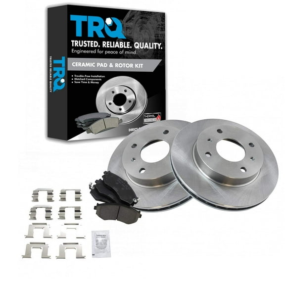 TRQ Front Brake Pad & Rotor Kit Brake Pads Brake Rotor Ceramic Fits Select 1991-1996 INFINITI G20 1989-1993 Nissan 240SX 2000-2006 Sentra 1990-1992 Stanza