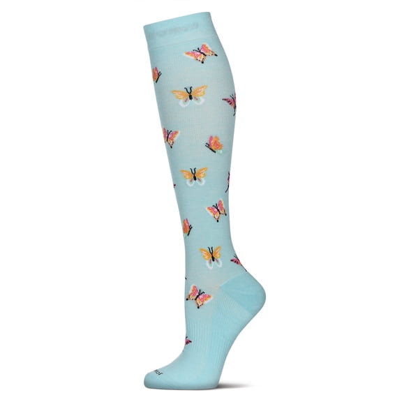 Wellfit Women's Butterfly Bamboo Blend 8-15MMHG Compression Socks, 9-11, Blue Frost