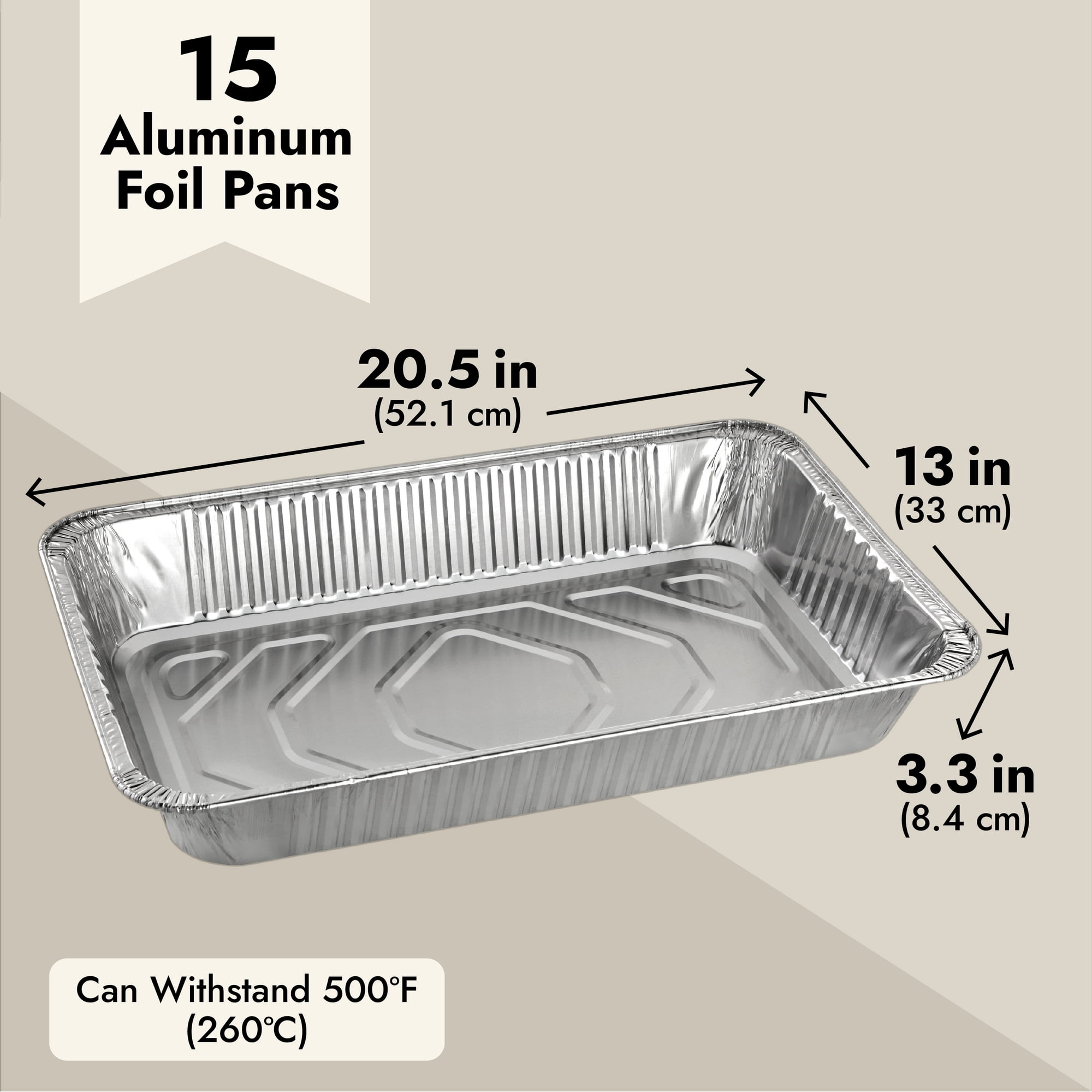 Aluminum Foil - Aluminum Foil Pans - 15-Piece Full-Size Deep Disposable Steam Table Pans For Baking, Roasting, Broiling, Cooking, 20.5 X 3.3 X 13...