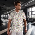 thumbnail image 3 of Wukai Cute Flower Print Men's Short-Sleeved Mesh T-Shirt,Quick-Dry Short Sleeve Workout T-Shirt-6X-Large, 3 of 8