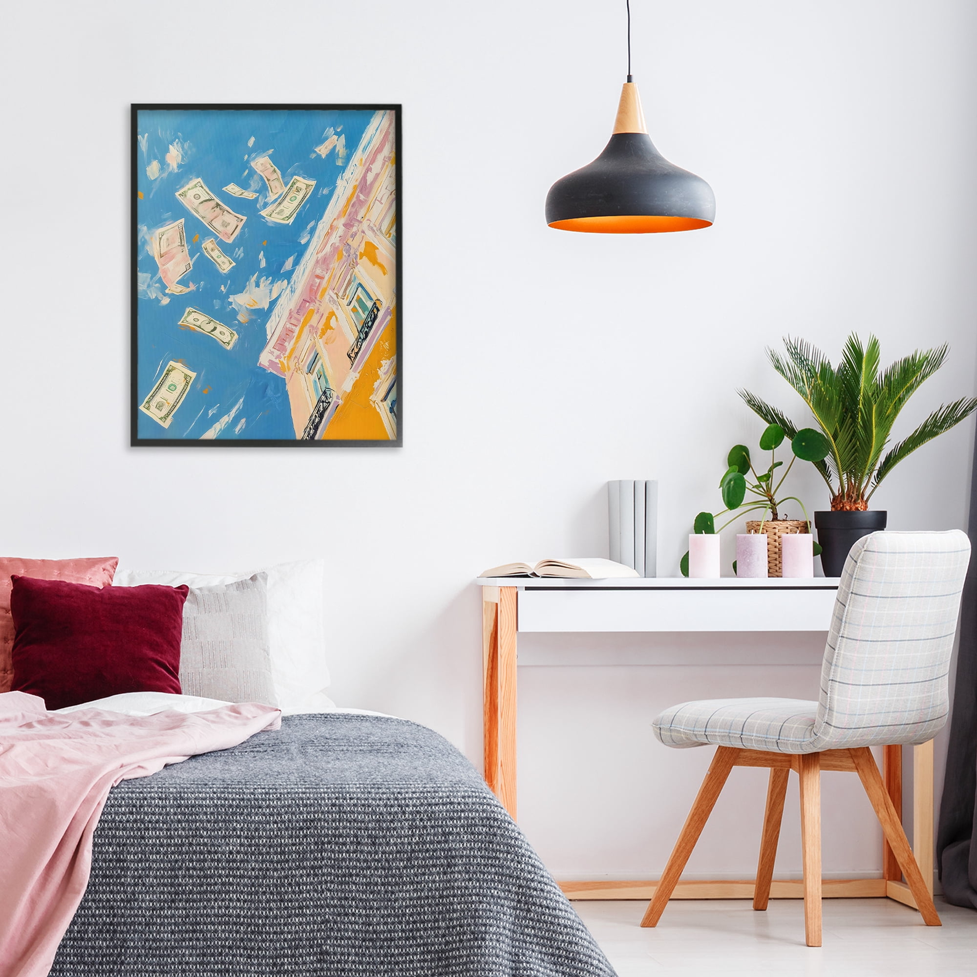 Stupell Industries Money Rain Drifting Past Windows Black Framed Giclee Art, design by The Prints Vibe