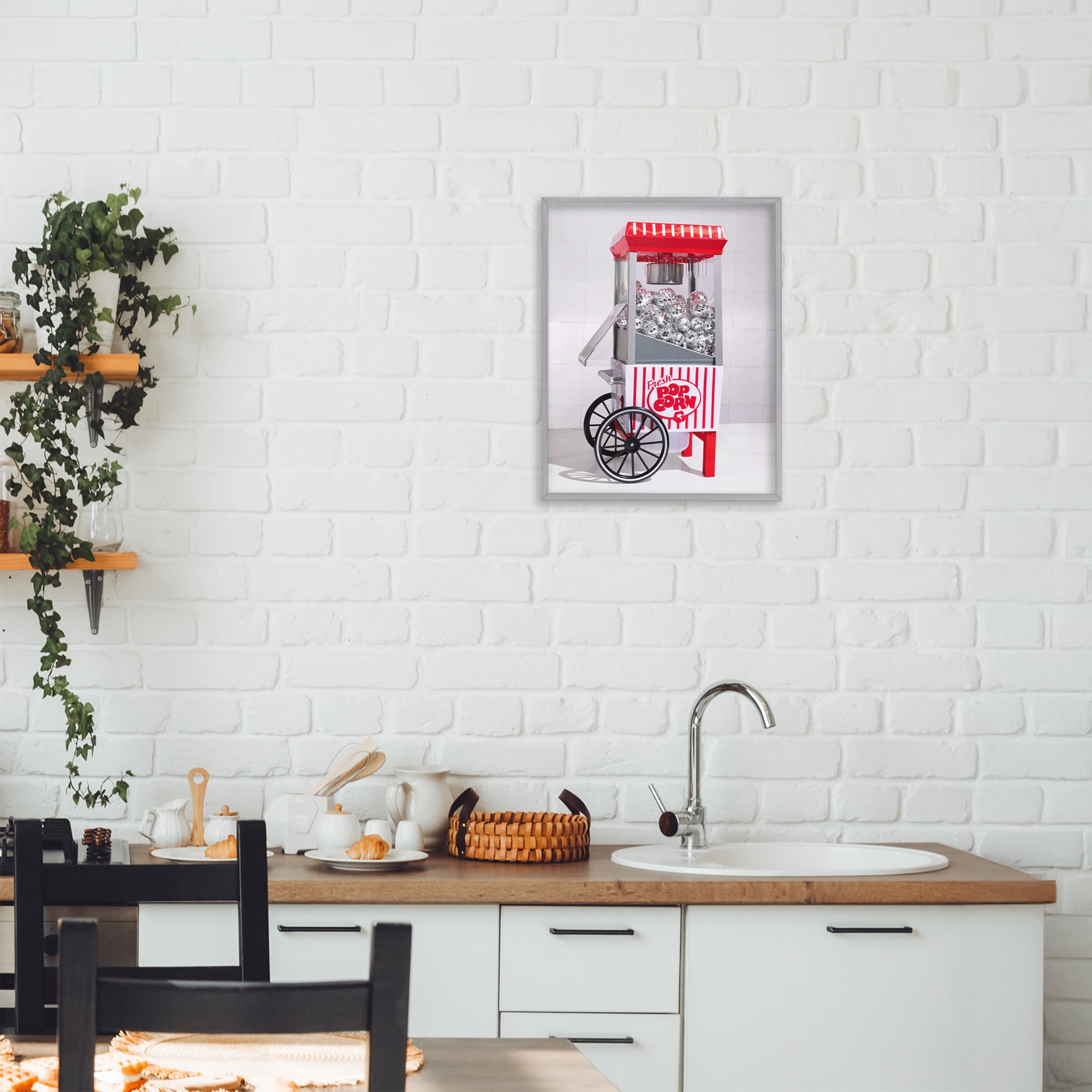 Stupell Industries Fun Disco Popcorn Machine Gray Framed Giclee Art, design by LISH Creative