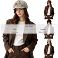 thumbnail image 3 of Kmonabie Winter Corduroy Octagonal Hat, Vintage Wood Button Newsboy Cap Painter Beret, Adjustable Soft Casual Headwear for Daily Wear, Brown, 3 of 7