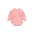 thumbnail image 3 of Baby’s Solid Color Oblique Breasted Long Sleeve Knitted Romper, 3 of 8