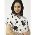 thumbnail image 5 of Moomaya Printed V-Neck Long Tops For Women, Short Sleeve Regular Fit Shirt, 5 of 8